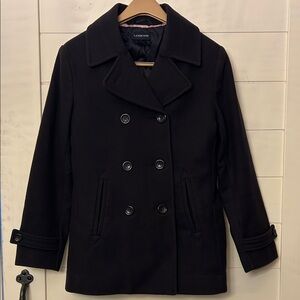 Lands’ End Dark Indigo Pea Coat – Wool Blend